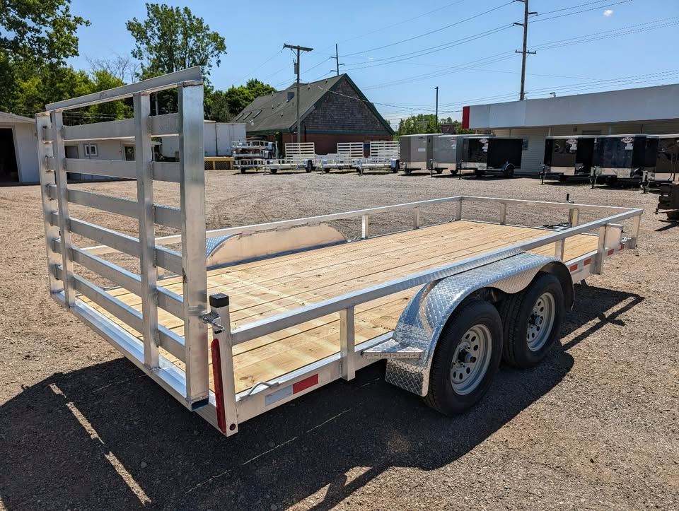 Silver Ox 7x16 Tandem Axle Aluminum Utility Trailer with Heavy Duty Package