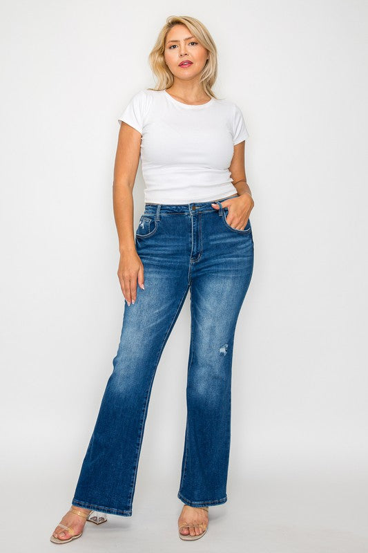 bytos Jeans Acampanados de Tiro Alto con Bolsillos