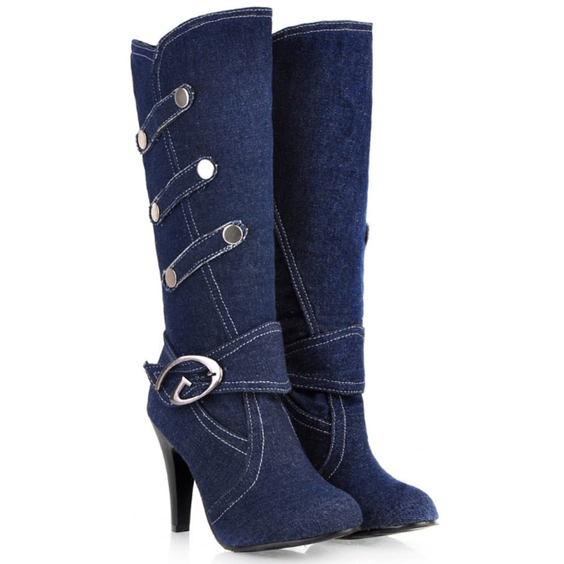 Women's Cloth Stiletto High-Heel Boots