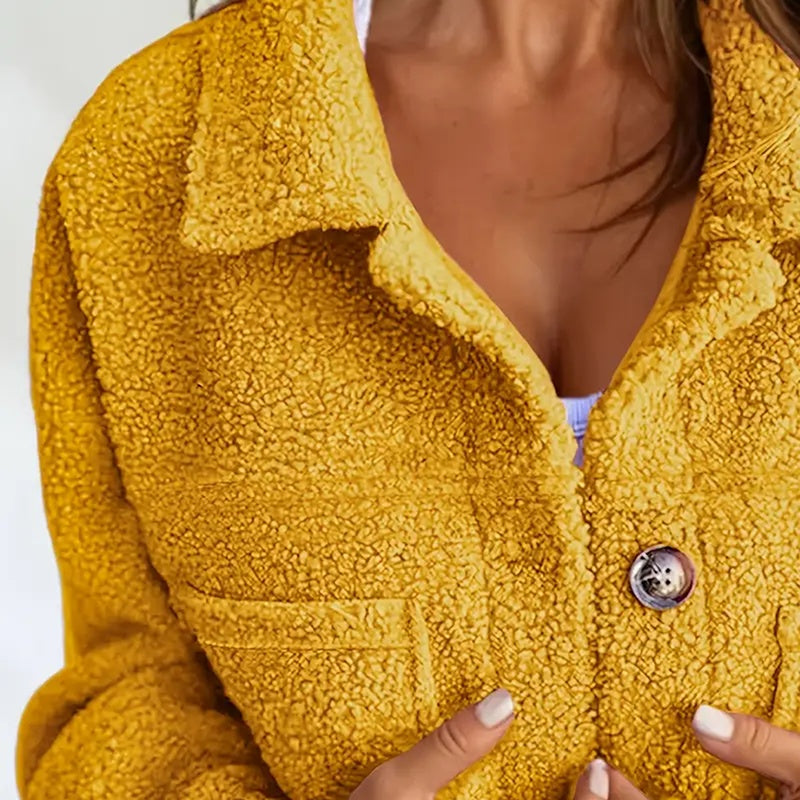 Chaqueta Sherpa para mujer de talla grande en color liso