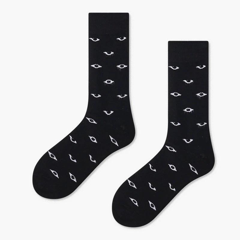 Men's Creative And Minimalist Printed Casual Breathable Mid Length Socks