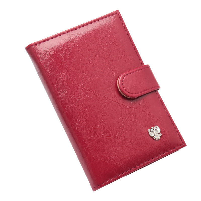Oil Wax Leather Pattern Hardware Double-headed Passport Case