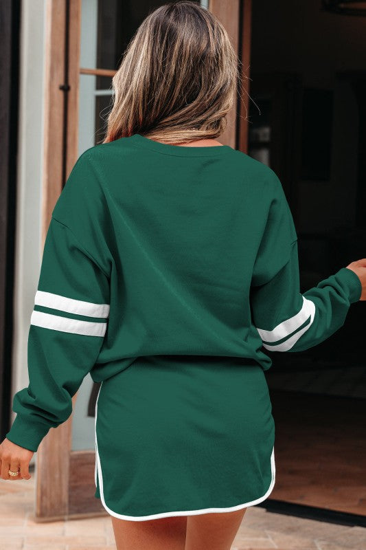Conjunto de jersey y minifalda Varsity Stripe