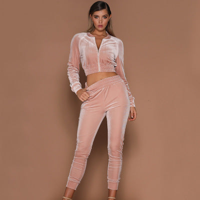 Velvet women's suit sweater zipper sportswear