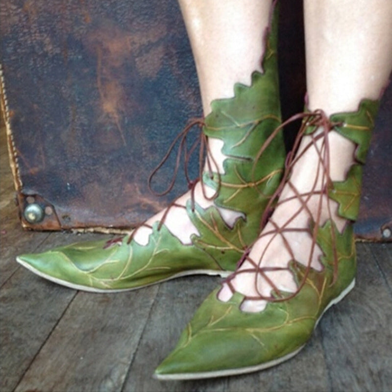 Women's Leaf-Inspired Lace-Up Boots