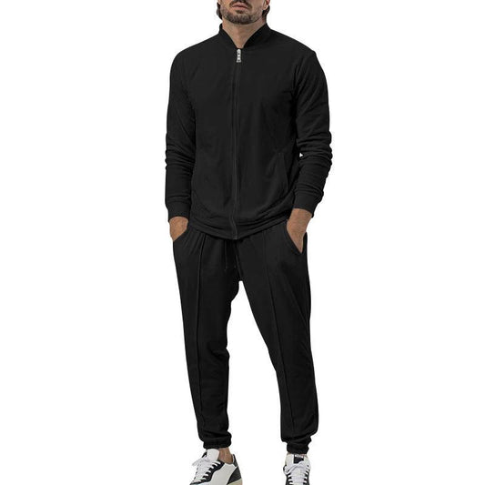 Traje de hombre casual de manga larga con cremallera y pantalones