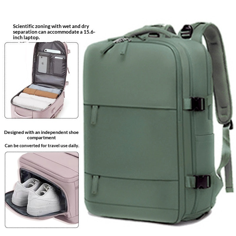 Mens Casual Travel Waterproof Laptop Backpack With Dry-Wet Separation