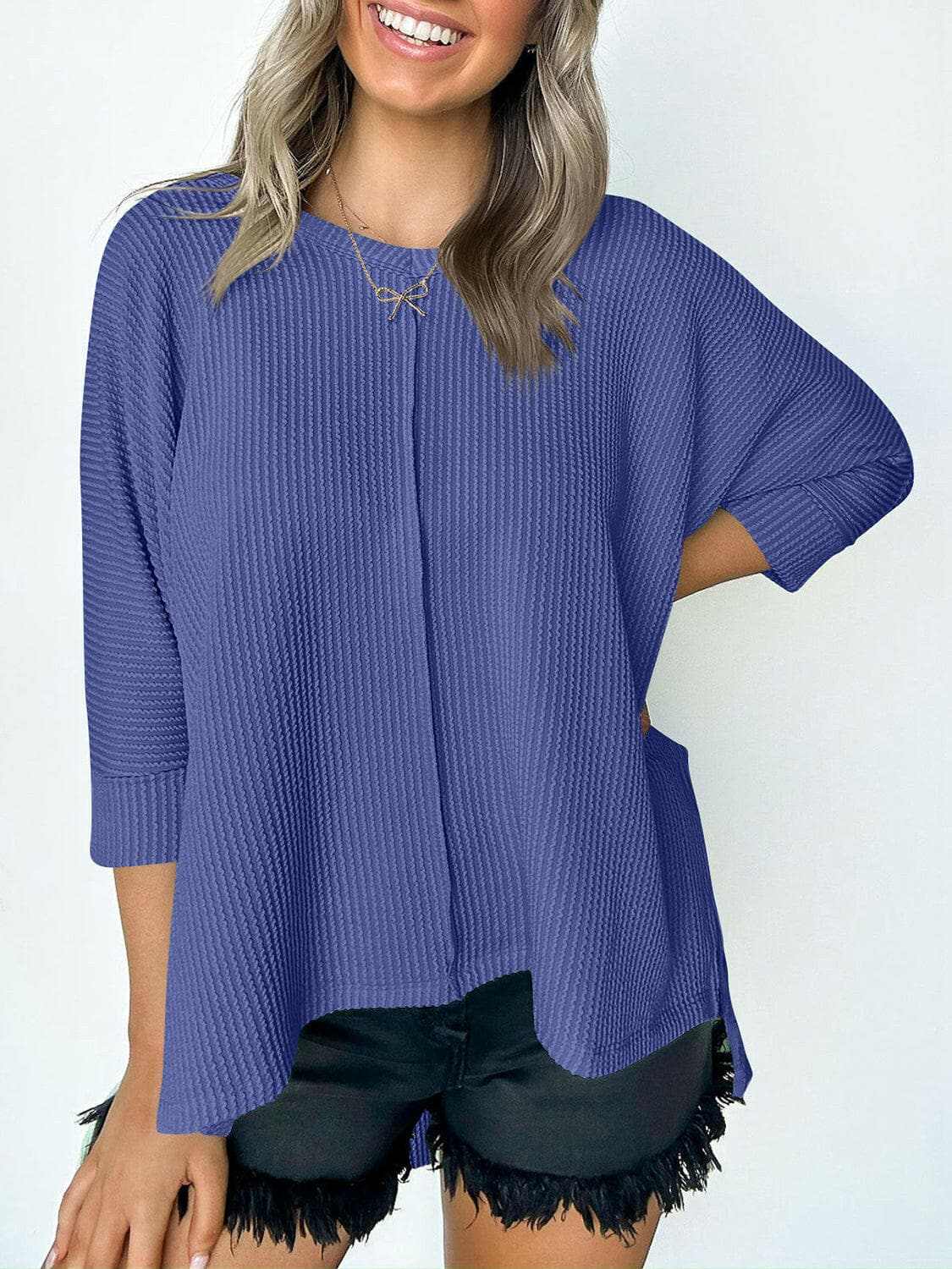 T-Shirts Trendsi just arrived - Textured 3/4 sleeve blouse