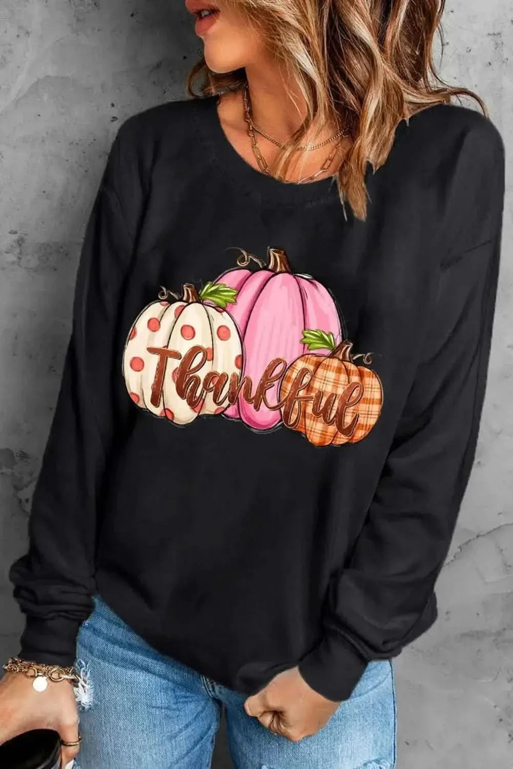 Trendsi Pumpkin Graphic Sweatshirt Dropped Shoulder — Fall Casual