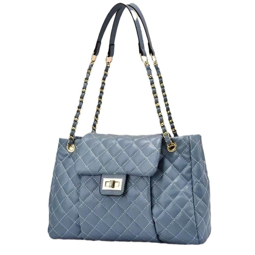 Women's Rhombus Quilted Chain Shoulder Travel Bag