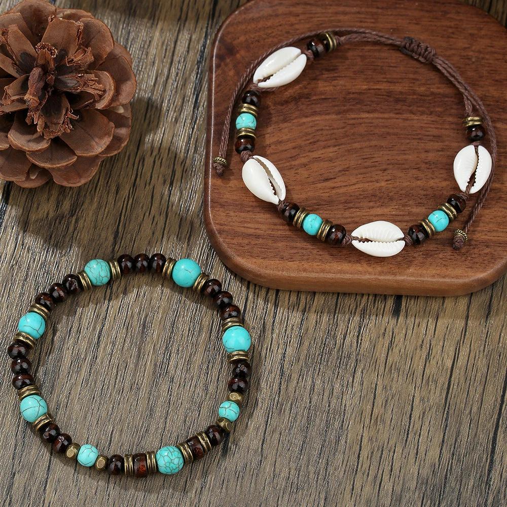 Retro Men's Coconut Wood Multi-Layer Stackable Bracelet Set