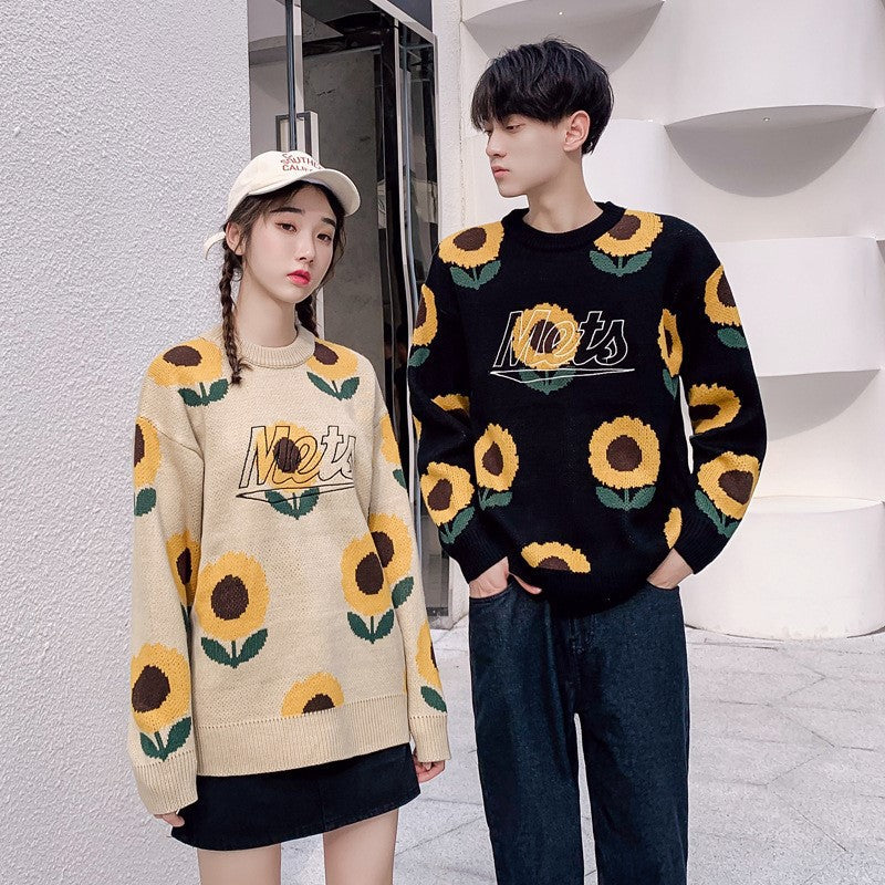 Couple Sweater Loose Top Knit Sweater Thick Coat Men