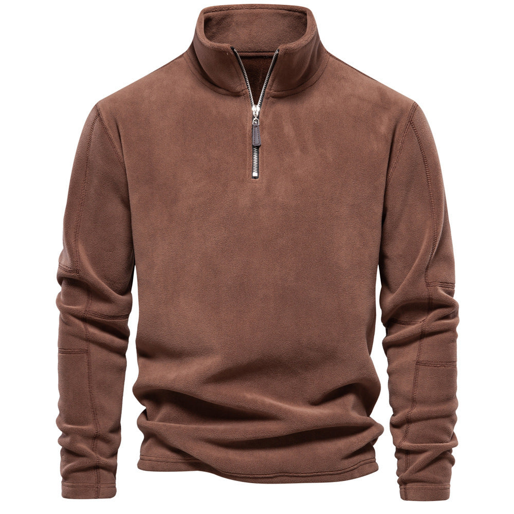 Sudadera con cremallera de cuello alto, forro polar, estilo casual de invierno, para hombre