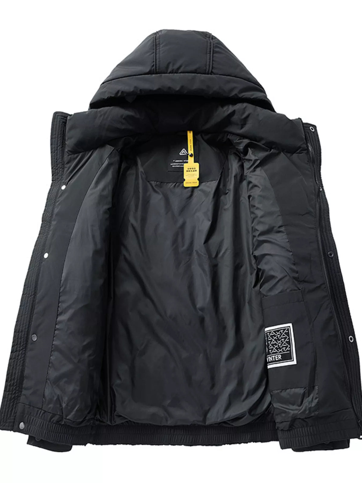 Men's Plus Size Snap Down Hooded Puffer Jacket