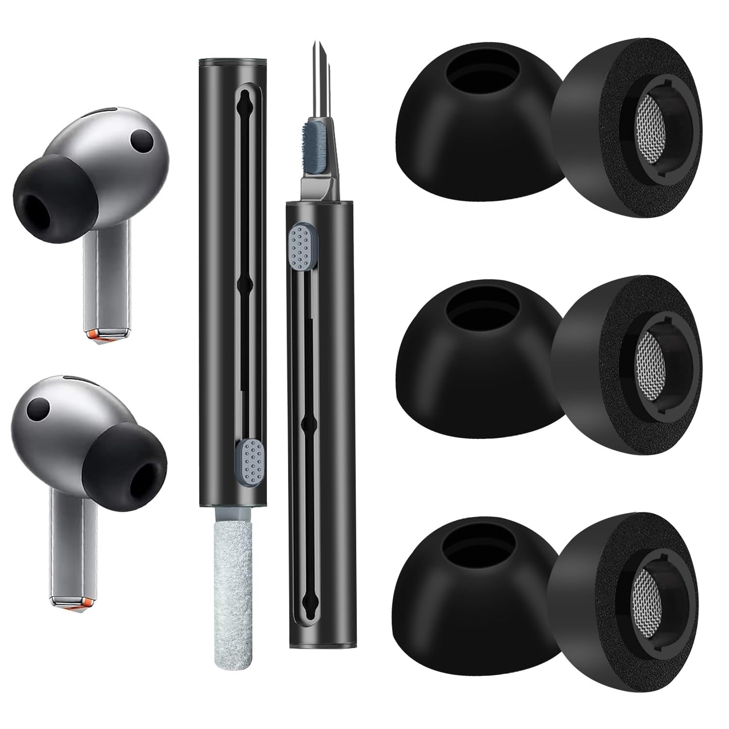 Foam Ear Tips for Samsung Galaxy Buds3 Pro - Ultimate Comfort and Unshakeable Fit with Memory Foam Earbud Tips Earbud Replacement Tips with Cleaning Pen - M