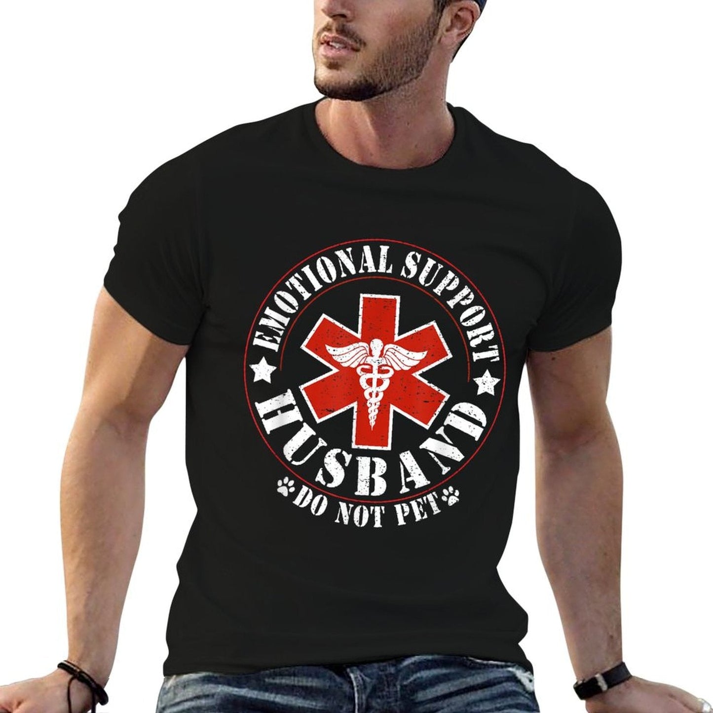 Emotional Support Husband Do Not Pet Funny Mens Husband Durable T-Shirt