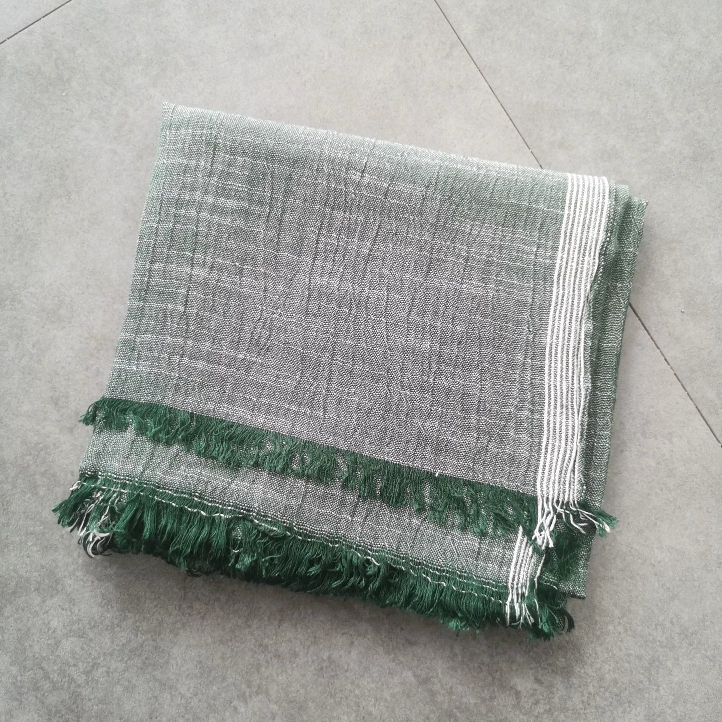 Thin Striped Solid Color Cotton And Linen Scarf