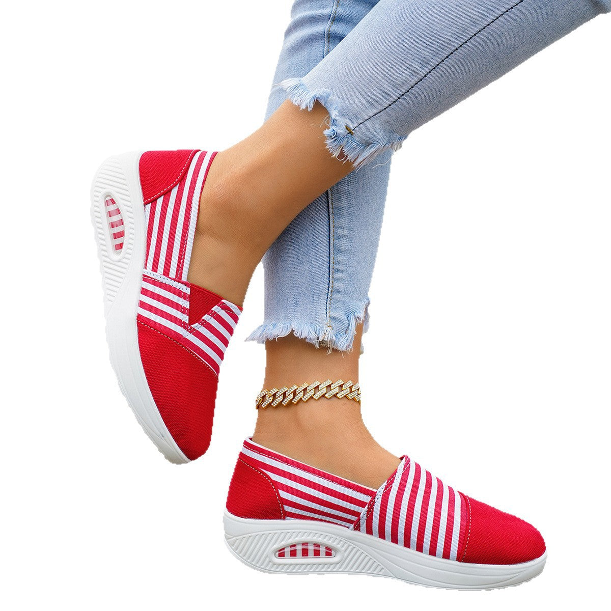 New Striped Canvas Sneakers Casual Shoes