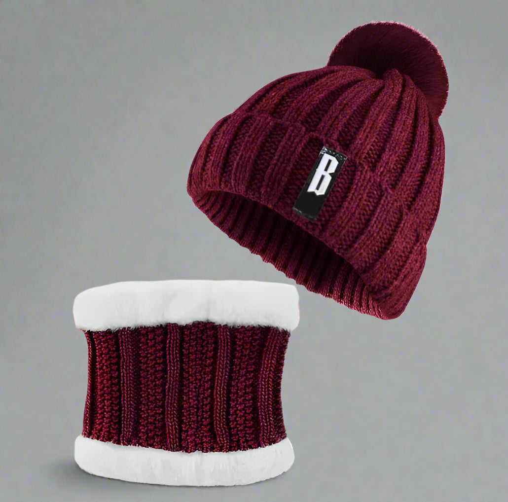 Gorro y bufanda de invierno para mujer – Estilo gorro de lana cálido