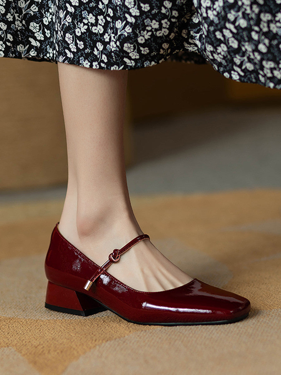 Women's Patent Square-Toe Heels
