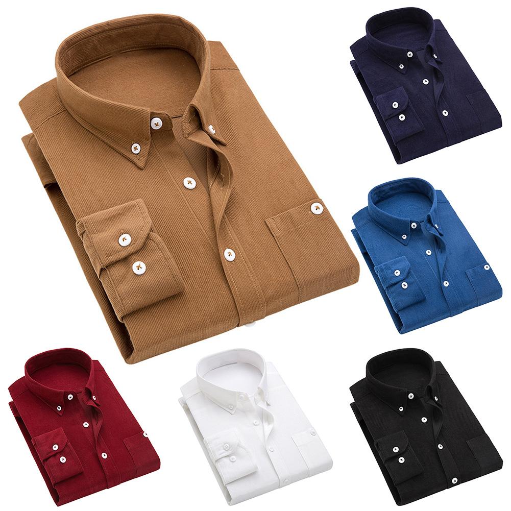 Men's Thin Corduroy Long Sleeve Shirt for Winter