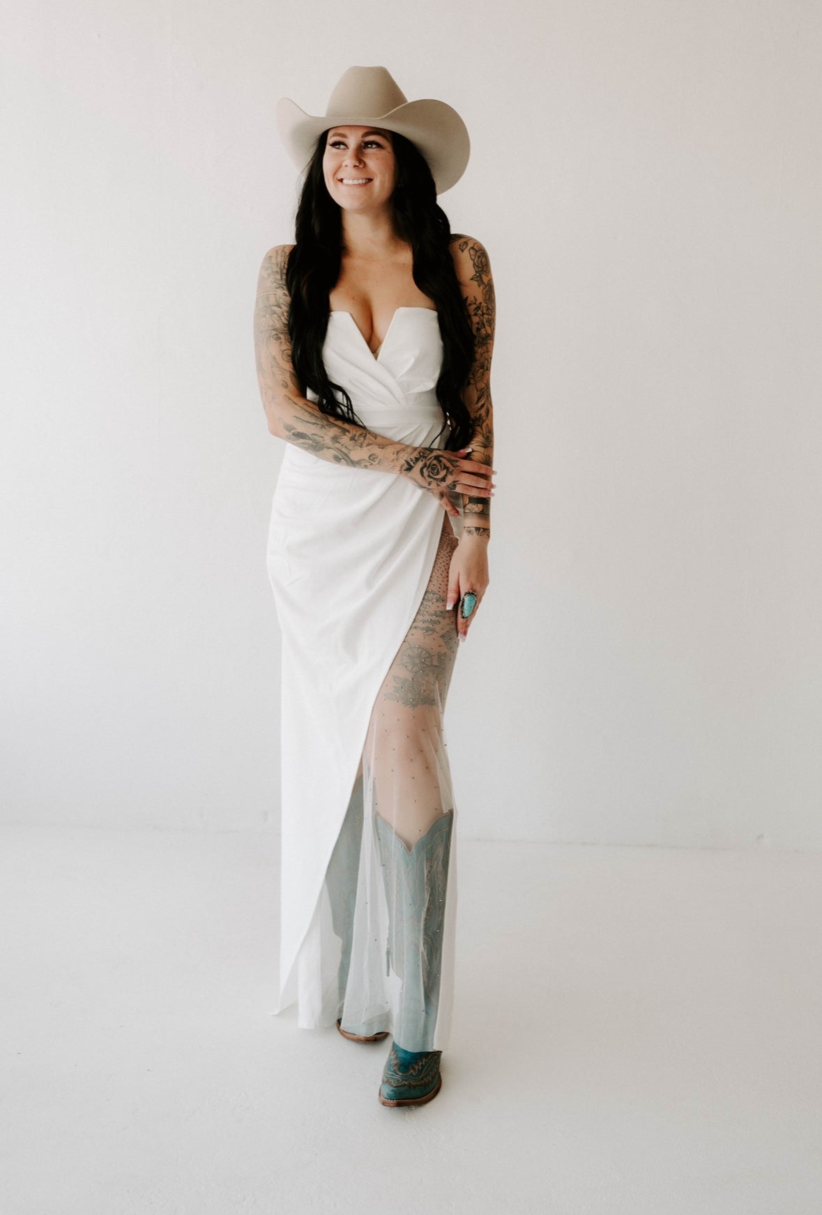 Lillian's Rhinestone Mesh Maxi Dress