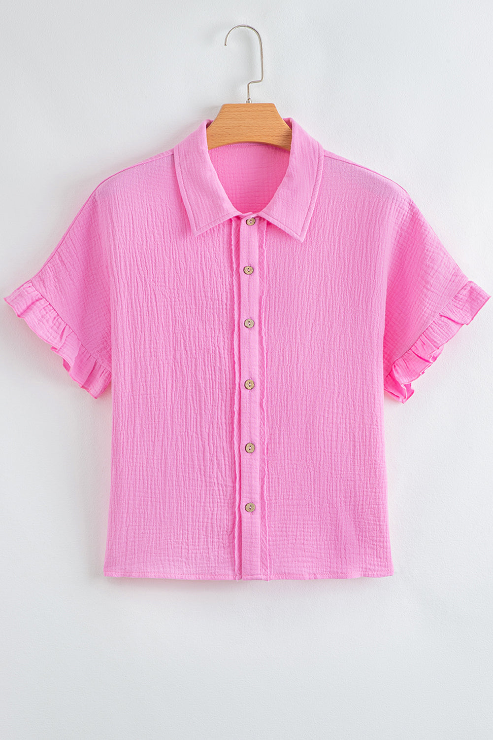 Camisa de manga corta con volantes y textura lavada a la piedra Bonbon
