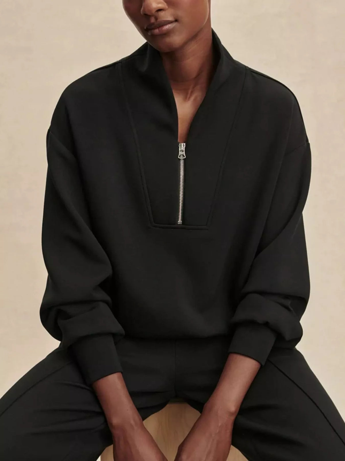 Quarter-Zip Sweatshirt and Wide-Leg Pants Set