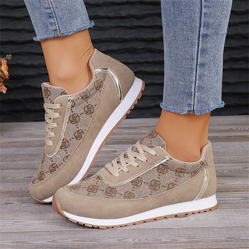 Zapatillas de lona con estampado floral y cordones – Zapatos de lona cómodos