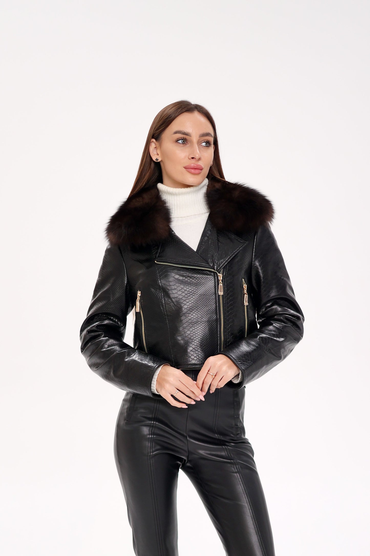 Chaqueta Transformable de Piel Auténtica de Zorro Polar Genuino