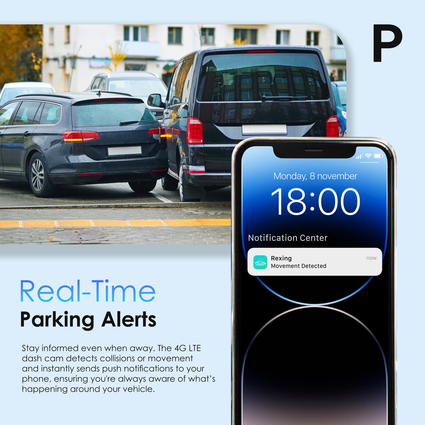 Cámara para salpicadero de doble canal 4G LTE Rexing con GPS – Delantera 2.5K + Trasera 1080p | Acceso remoto y alertas en tiempo real