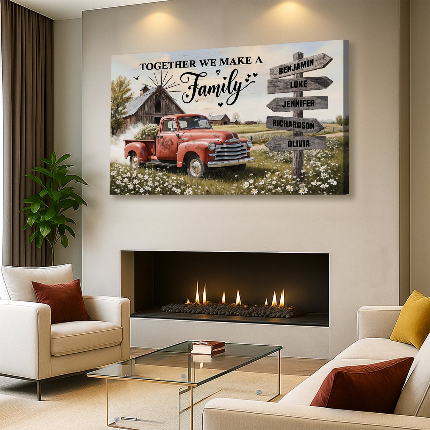 Personalized Family Farmhouse Old Truck Wall Art