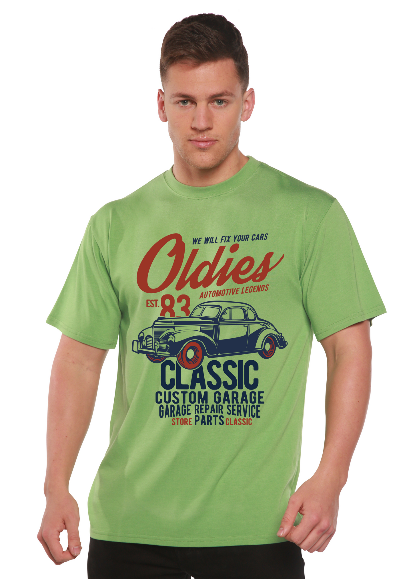 Camiseta gráfica de manga corta Oldies Spun Bamboo® de viscosa de bambú/algodón orgánico para hombre
