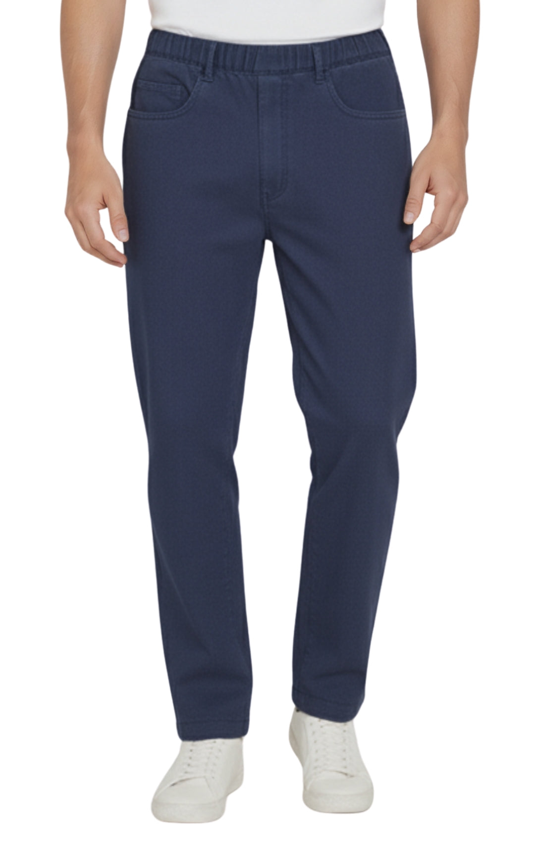 Pantalones vaqueros de mezclilla y sarga informales de hombre con cintura elástica sin cierre