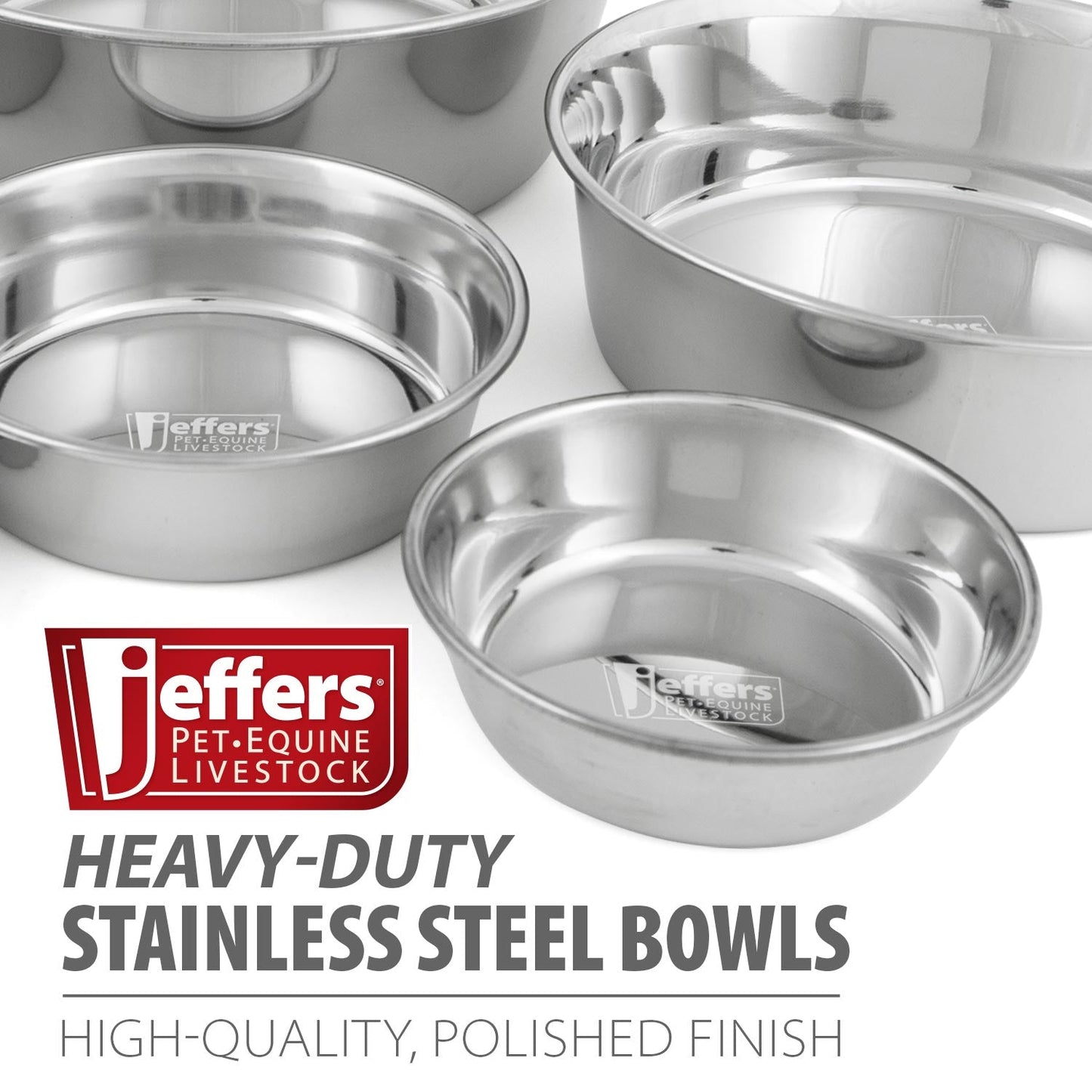 Tazones para mascotas de acero inoxidable de alta resistencia Jeffers – Duradero plato de comida y agua para mascotas, resistente a mordeduras, apto para lavavajillas