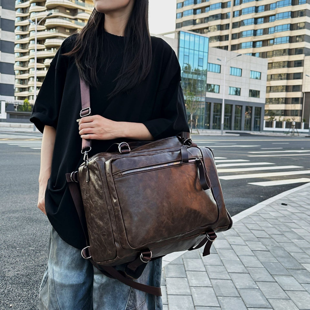 Men's Simple Crossbody Business Backpack Crossbody Bag