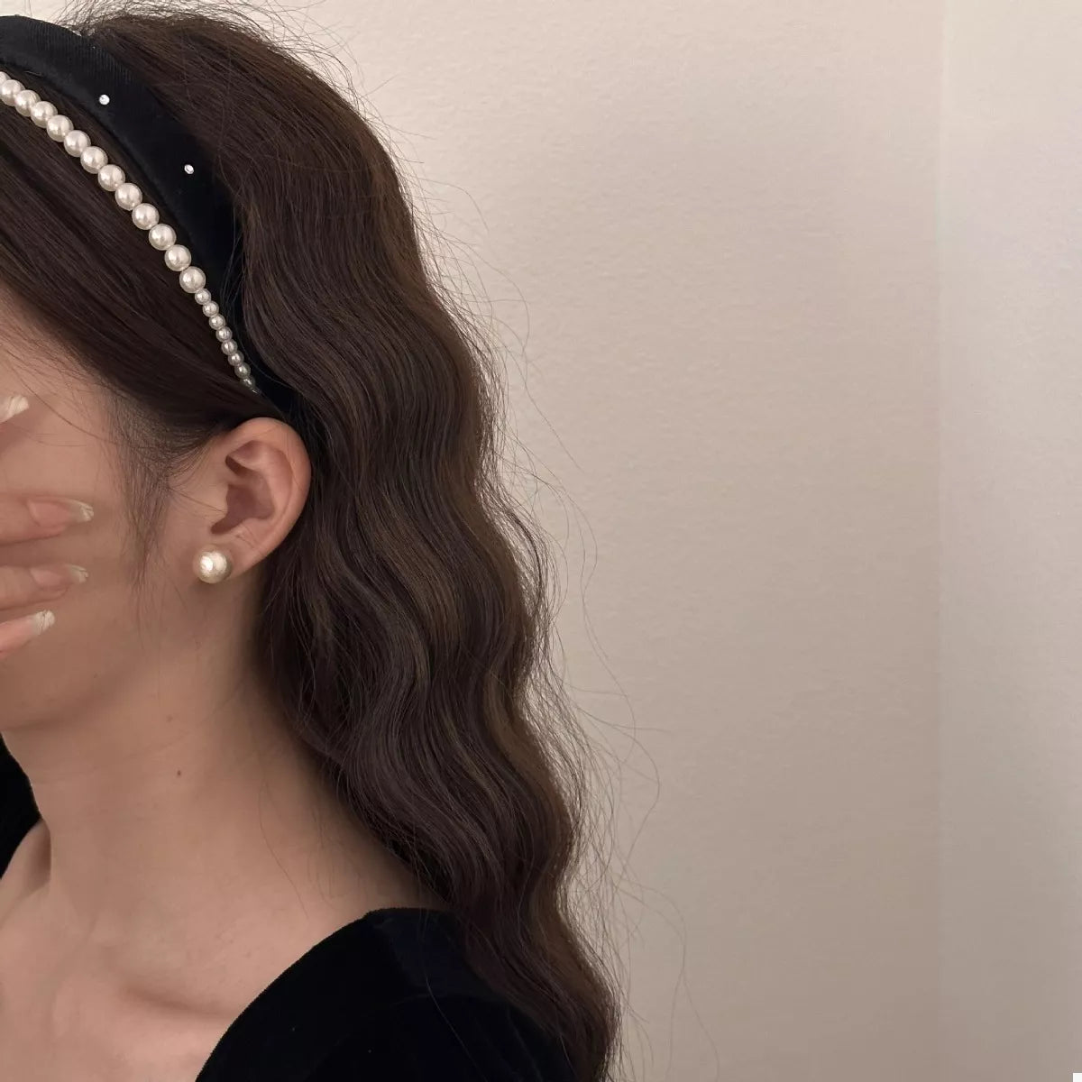 Pearl Embellished Velvet Headband