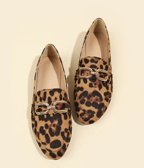 Women's Leopard Print Round-Toe Flats