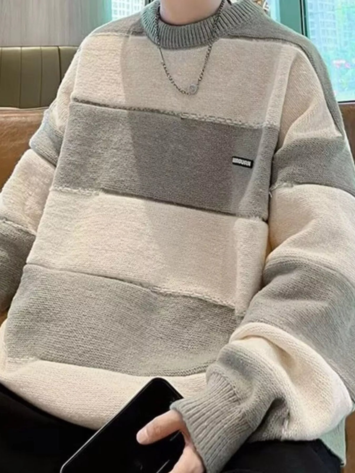 Men's Color Block Long Sleeve Sweater