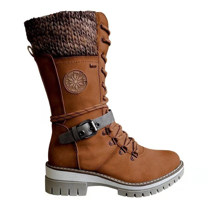 Women's High Square Heel Round Head Martin Boots
