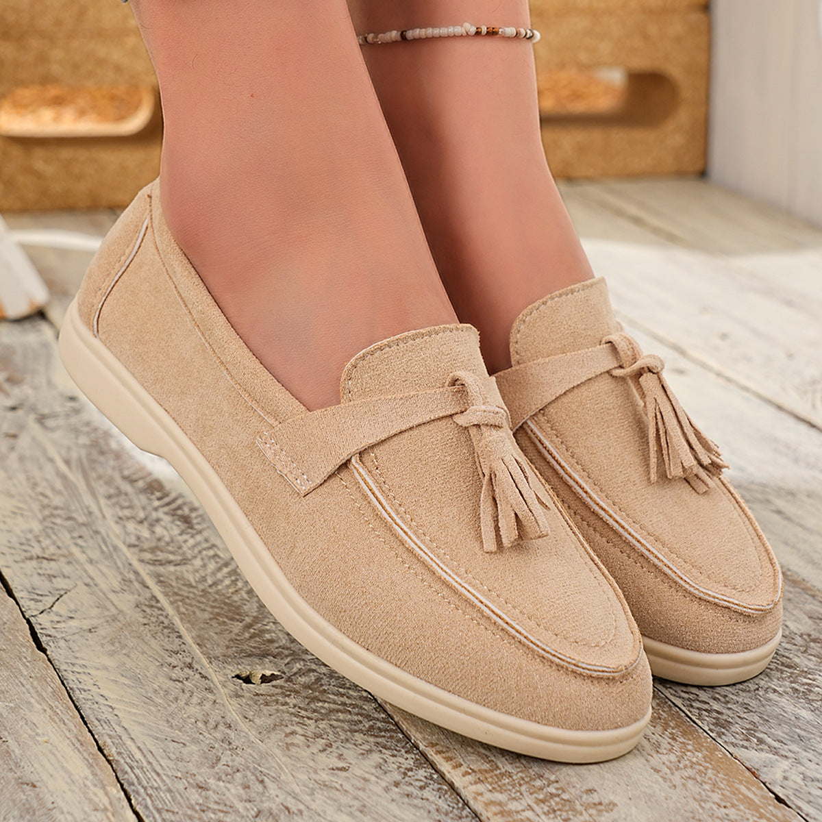 Tassel Round Toe Slip-Ons