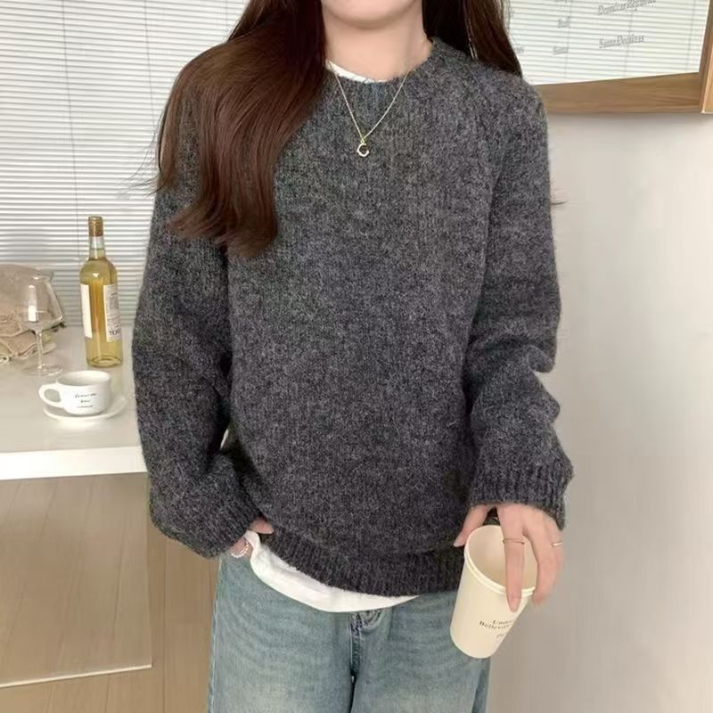 Korean-style Soft-styled Purple Sweater Crew-neck Sweater