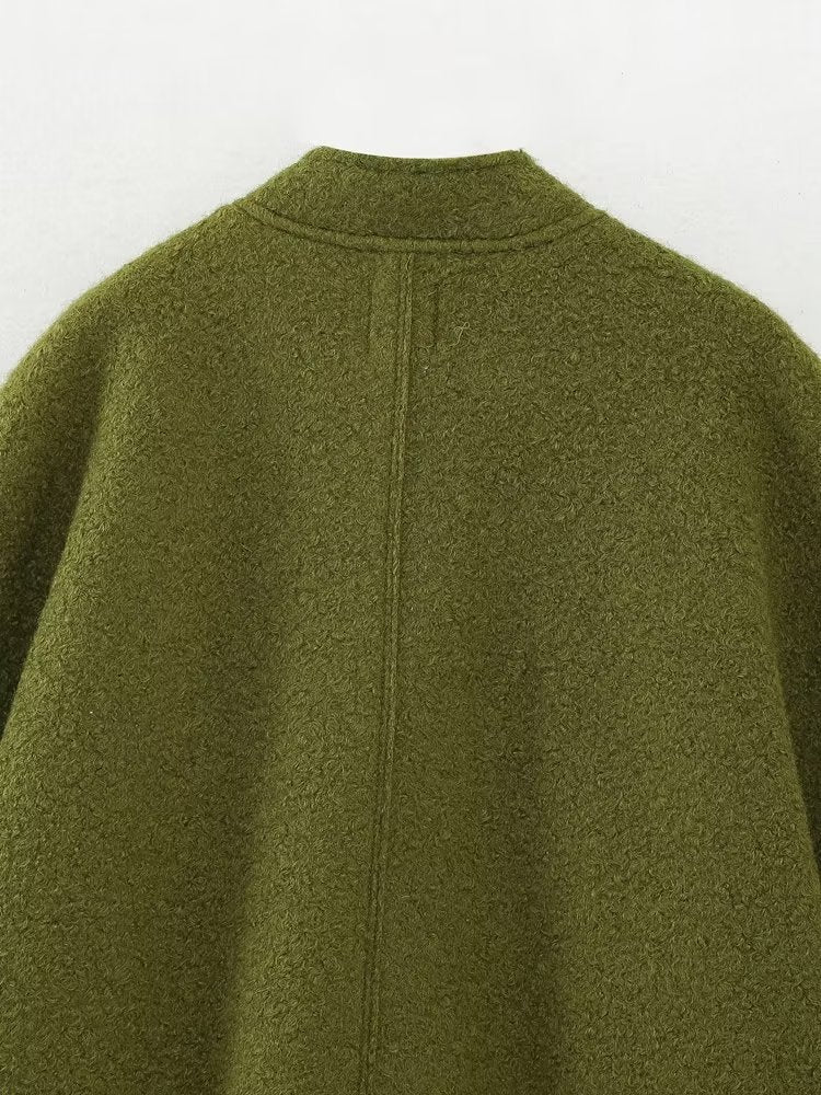 Women's Pocket Loose Bomber Jacket Coat