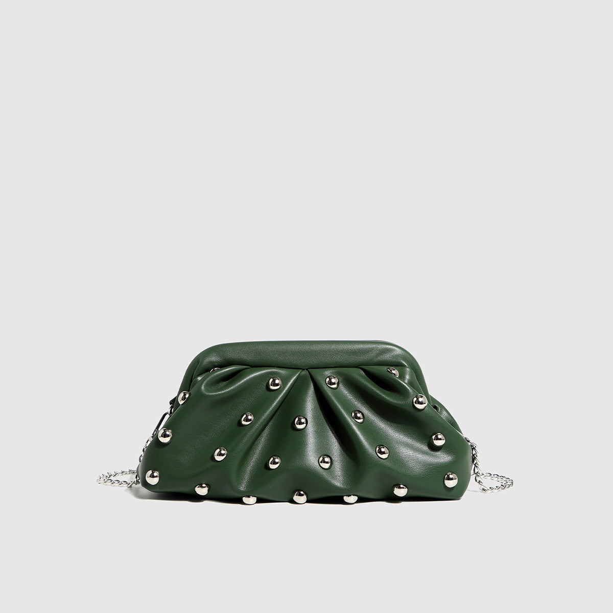 Pleated Dumpling Messenger Bag with Chain Strap
