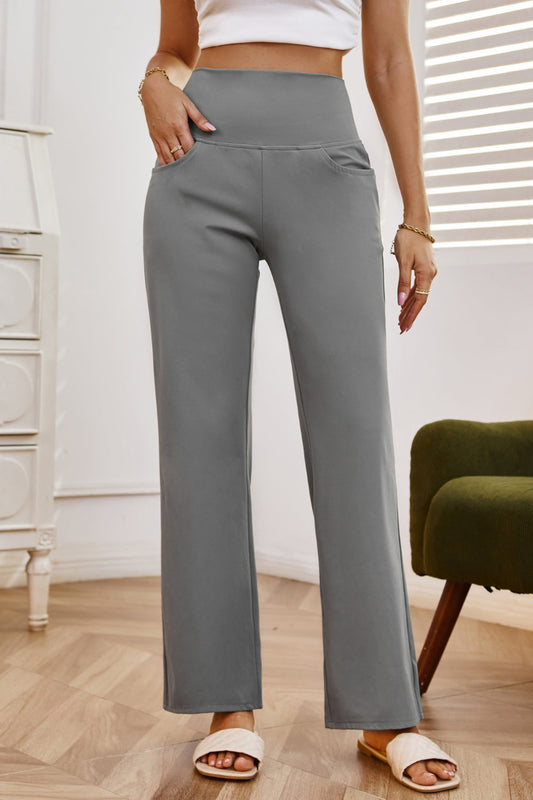Pantalones Anchos de Cintura Alta con Bolsillos