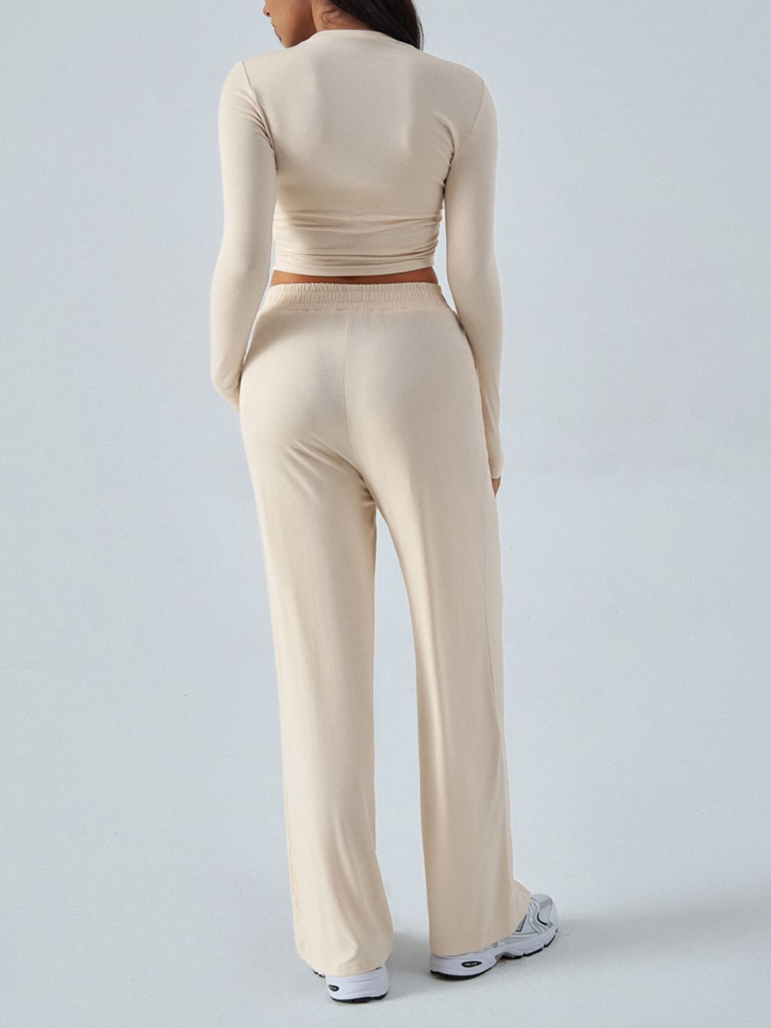 Conjunto de top de manga larga con cuello redondo y pantalones Devine