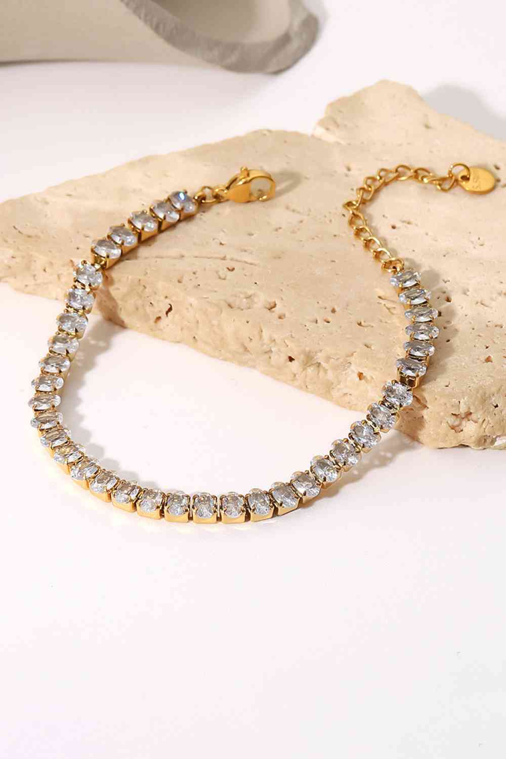 Zircon Luxe Inlaid Bracelet – 18K Gold Plated Elegance See size chart under “more details”