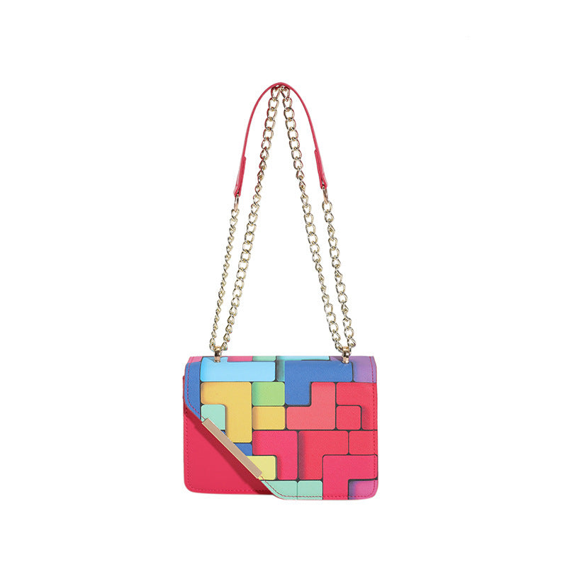 Western Style Chain Women's Fashion Color Contrast Crossbody See size chart under “more details”