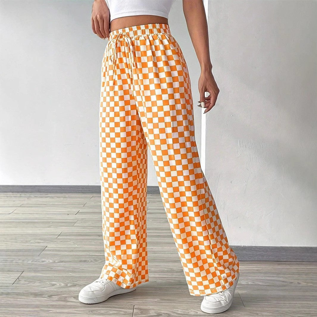 Pantalones de pata ancha de talle alto a cuadros