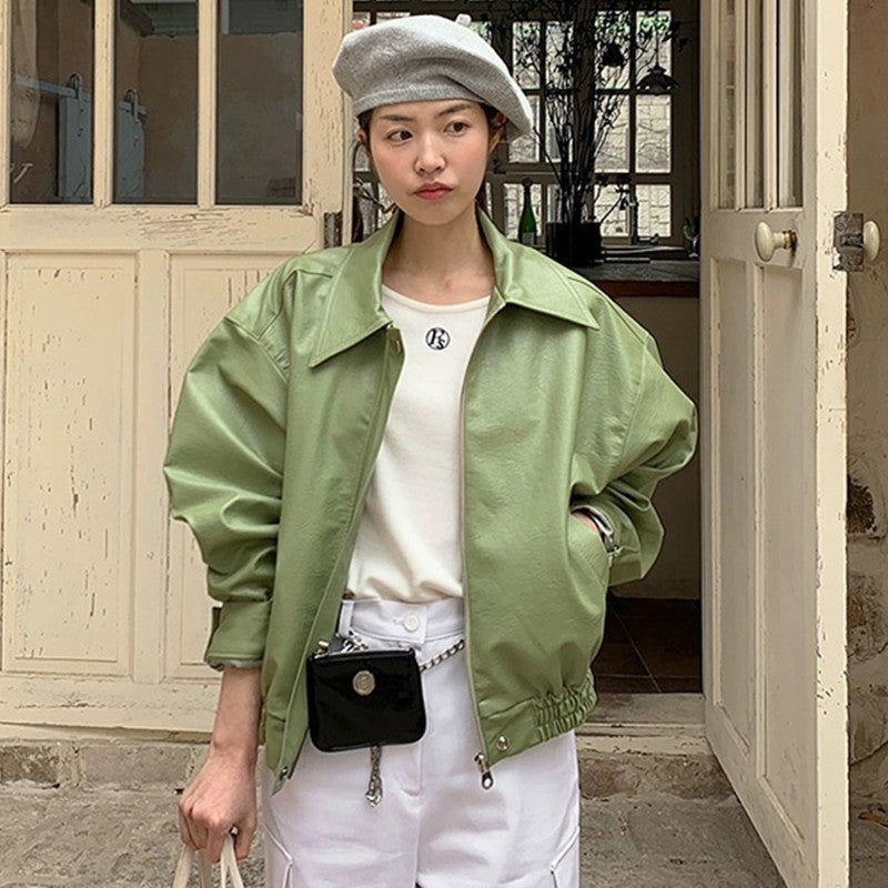 Women's Fashionable Retro Casual Zip-Up Collar Jacket